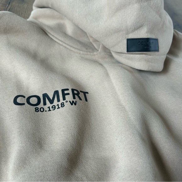 New Comfrt Coordinate Hoodie™ tan unisex cozy hooded pullover - Picture 4 of 6